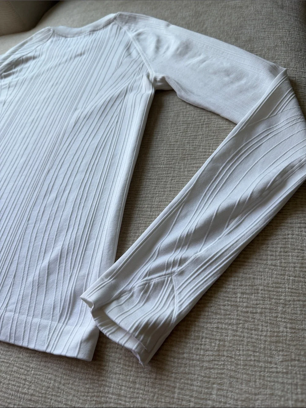 lululemon athletica White Ribbed Long-Sleeve Crewneck Sweater